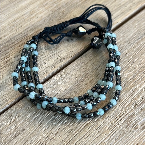 Pura Vida Bracelet Bundle Cactus Gold Charm Rick Stone Bead Blue Black Boho - Picture 4 of 5